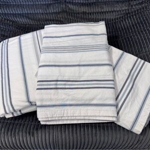 POTTERY BARN FINLEY STRIPE FULL QUEEN DUVET + TWO SHAMS